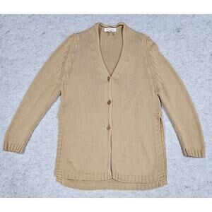 Escada Cashmere Silk Sweater Cardigan, Split Side Ribbed Hem,  New, Sz 38 M/L